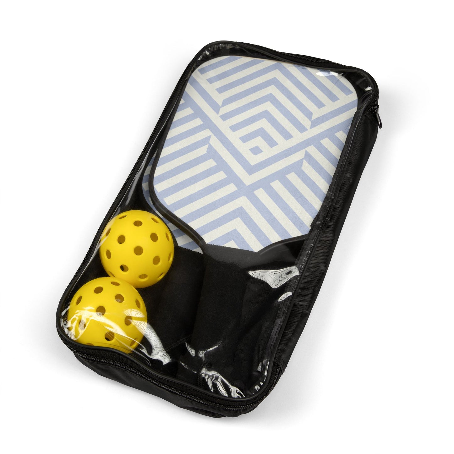 Blue & White Geo Pickleball Paddles Set — Stylish Paddle Kit with Balls