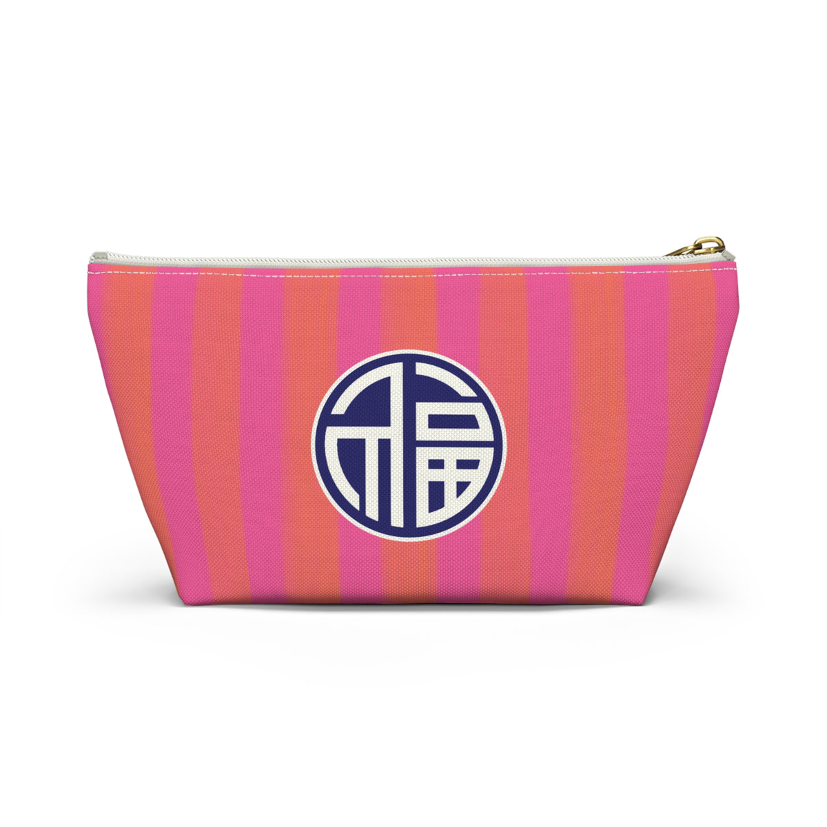 Mahjong Cabana Stripe "Good Fortune" Tile Pouch with T‑Bottom