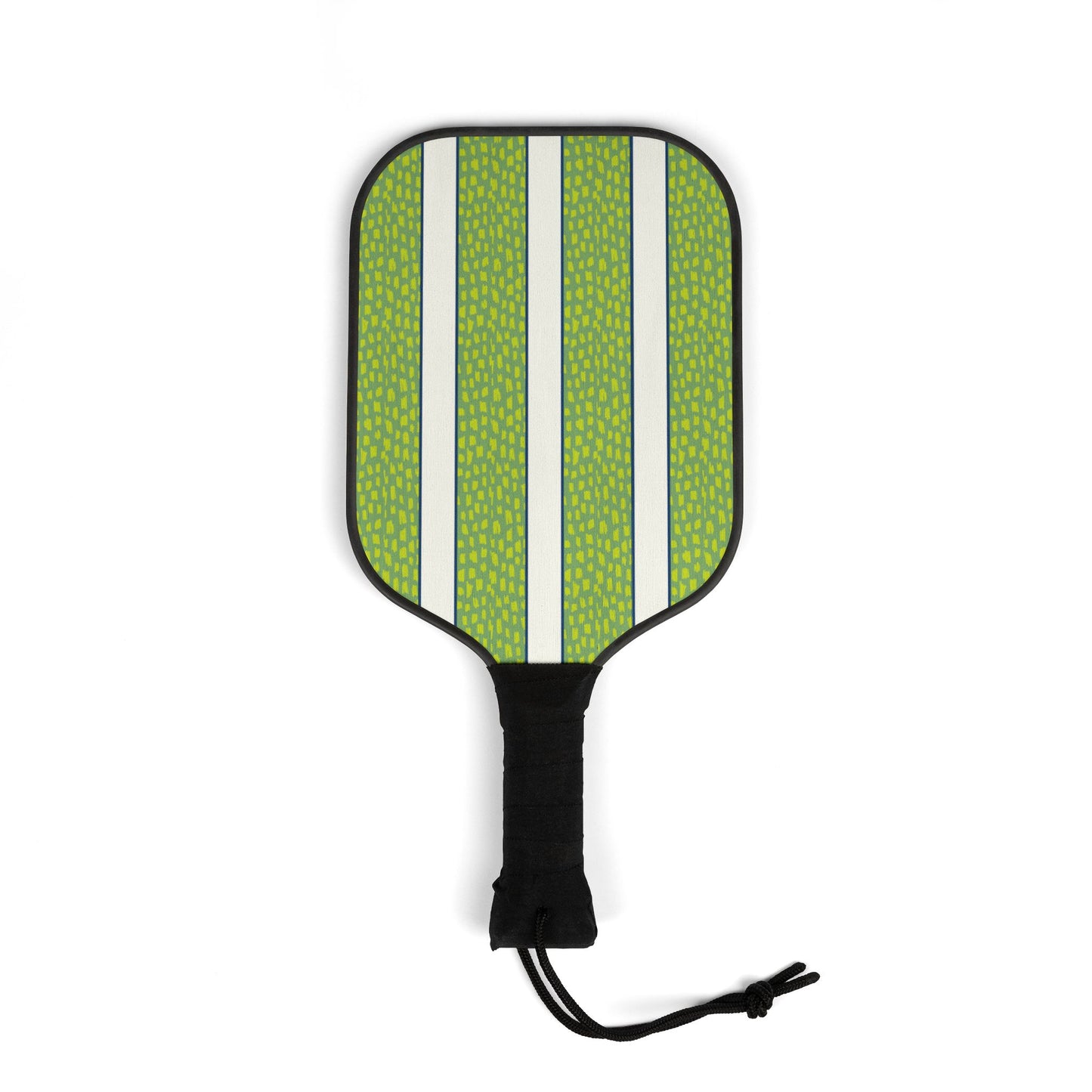 Green, White & Blue Dots and Stripes Pickleball Paddles Set — Stylish Paddle Kit with Balls