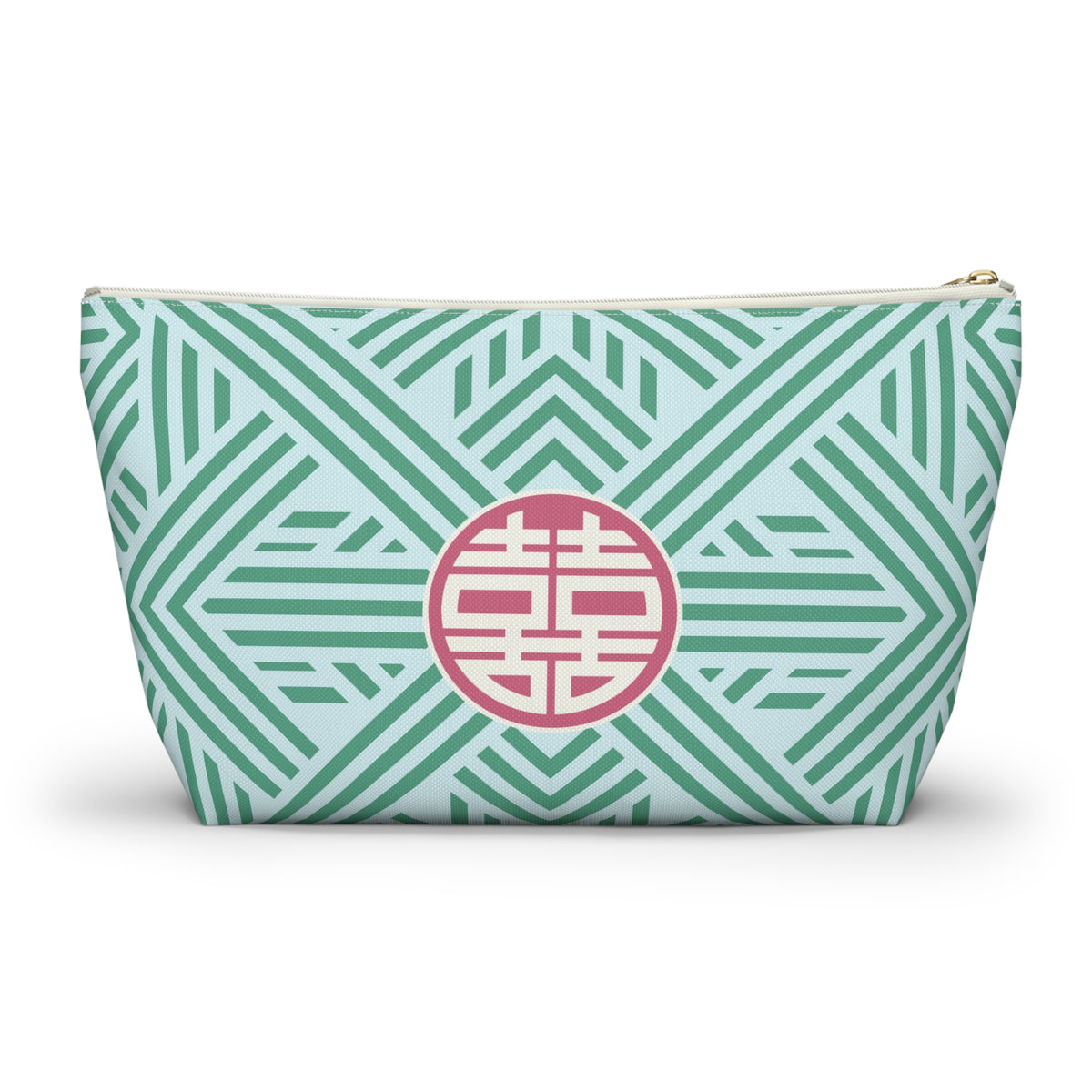 Mahjong "Double Happiness" Trellis Tile Pouch with T‑Bottom
