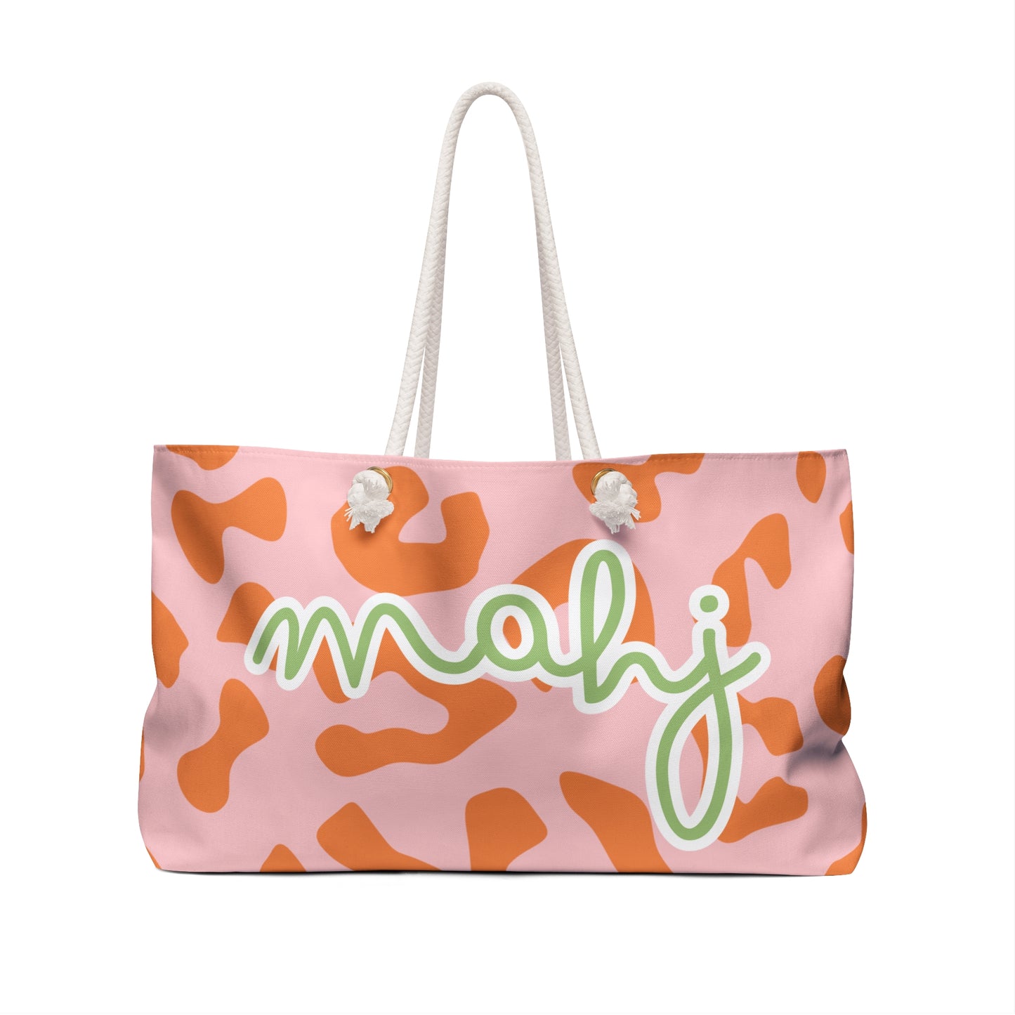Mahjong Leopard Print Tote Bag — Pink & Orange Travel Tote