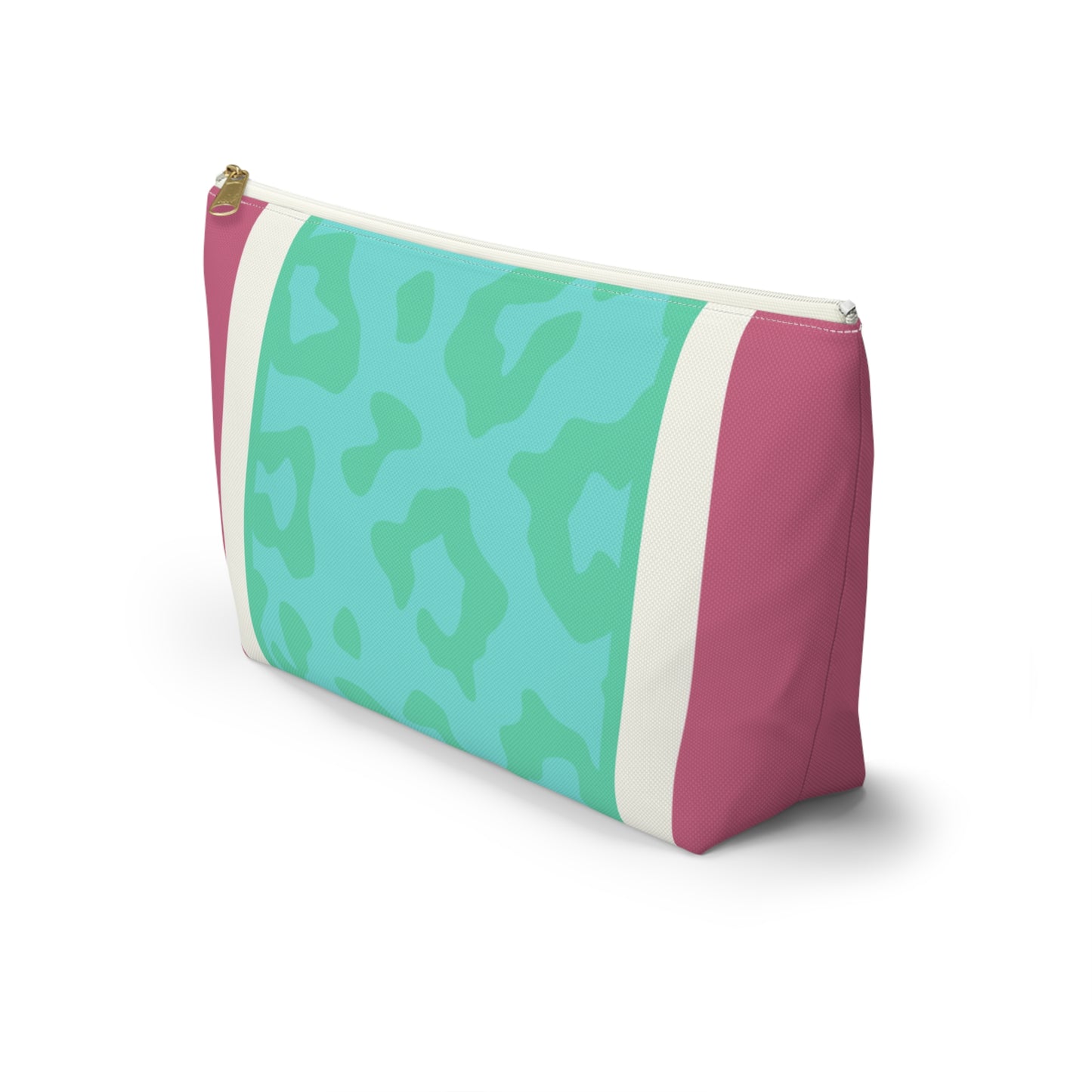 Mahjong Leopard Tile Pouch — Colorblock Bag with T‑Bottom