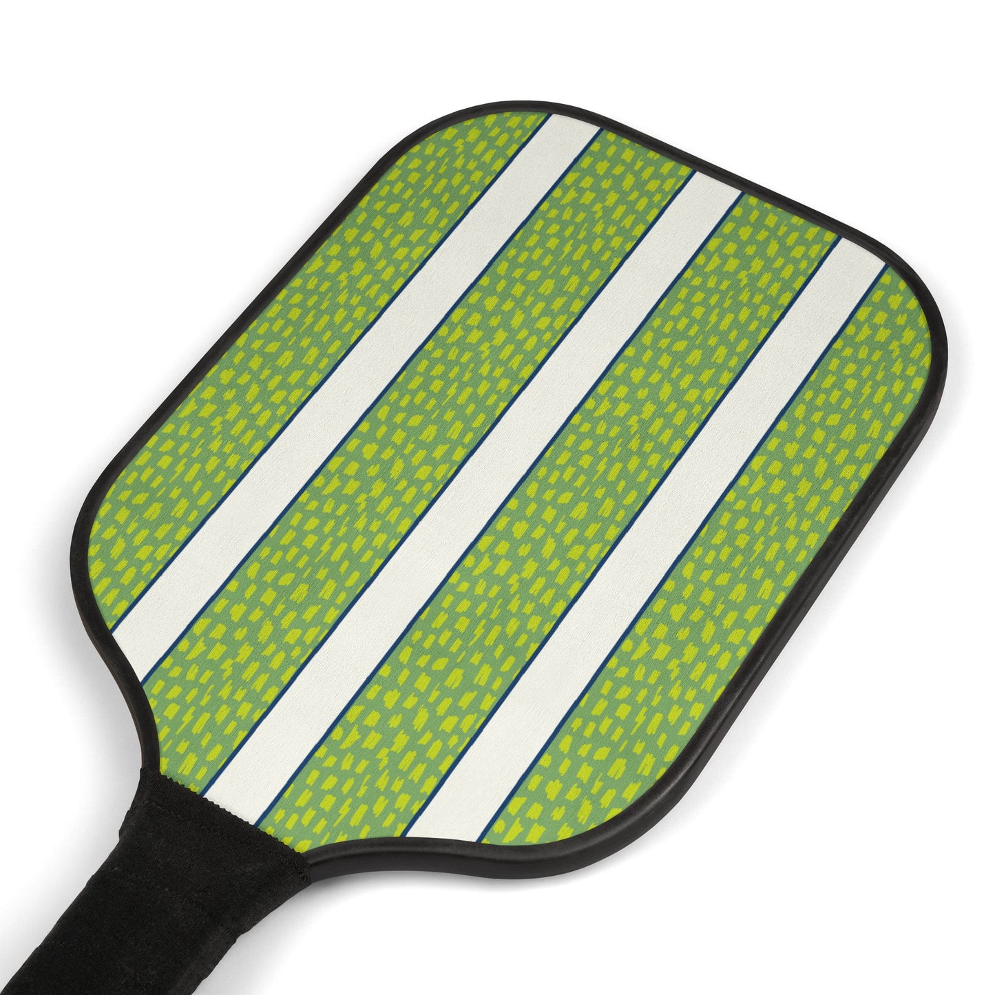 Green, White & Blue Dots and Stripes Pickleball Paddles Set — Stylish Paddle Kit with Balls