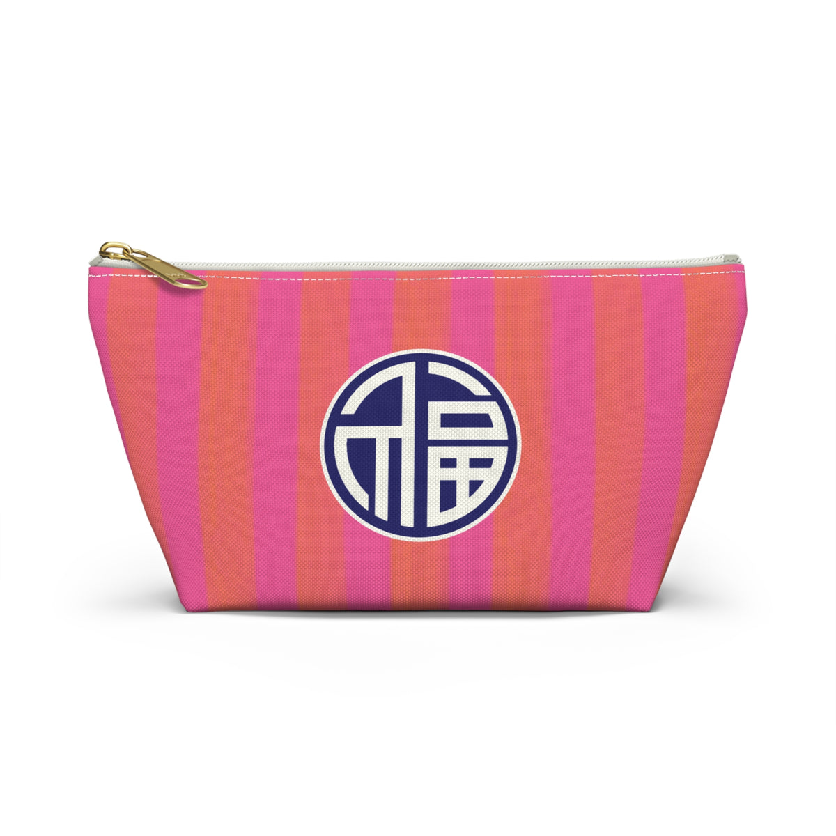 Mahjong Cabana Stripe "Good Fortune" Tile Pouch with T‑Bottom