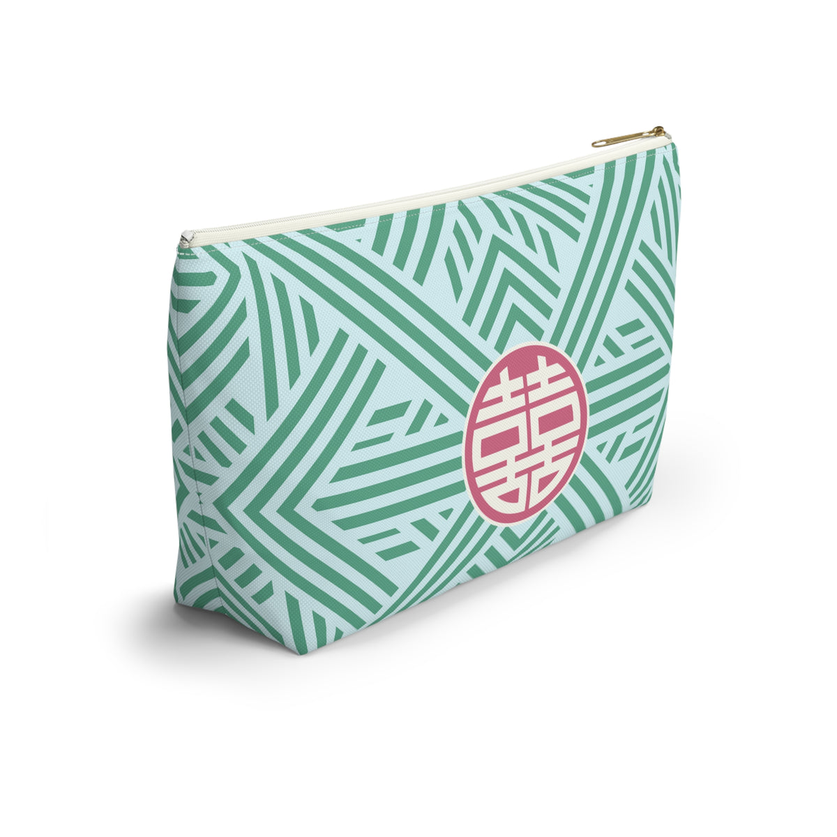 Mahjong "Double Happiness" Trellis Tile Pouch with T‑Bottom