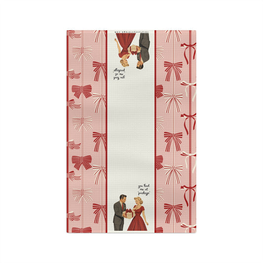 Funny Retro Quote Holiday Tea Towel — “You Had Me at 'Package'"