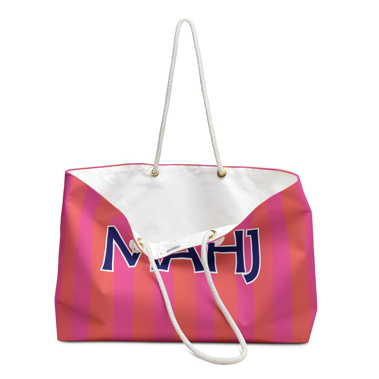 Mahjong Tote - Pink and Orange Cabana Stripe
