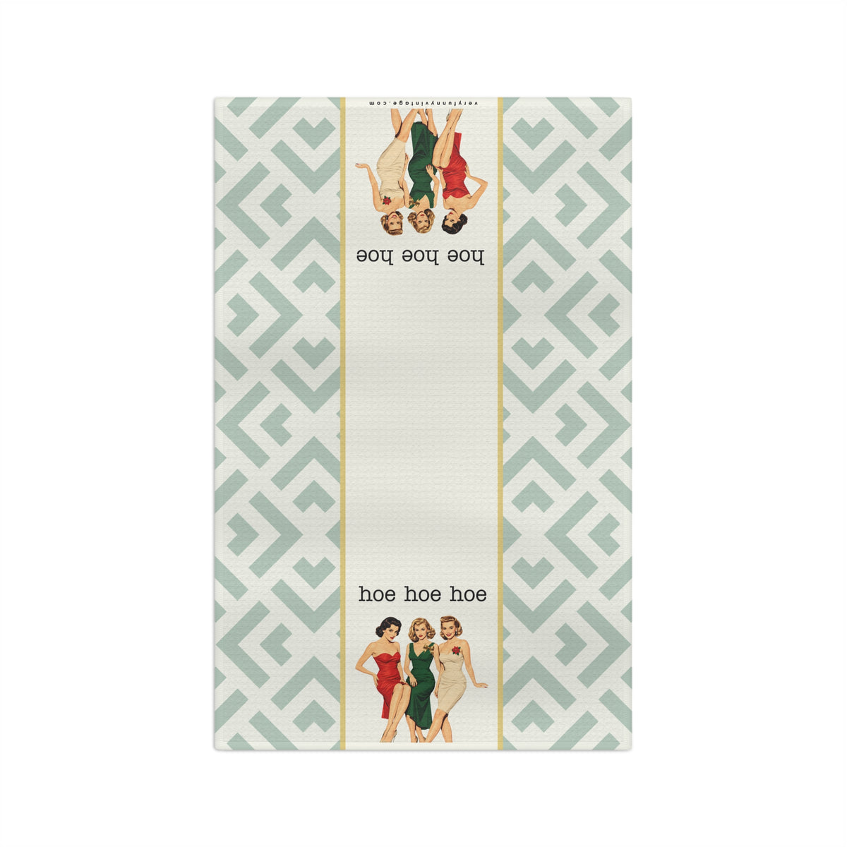 Funny Retro Quote Holiday Tea Towel — “Hoe Hoe Hoe”