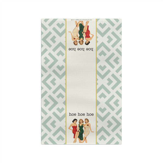 Funny Retro Quote Holiday Tea Towel — “Hoe Hoe Hoe”