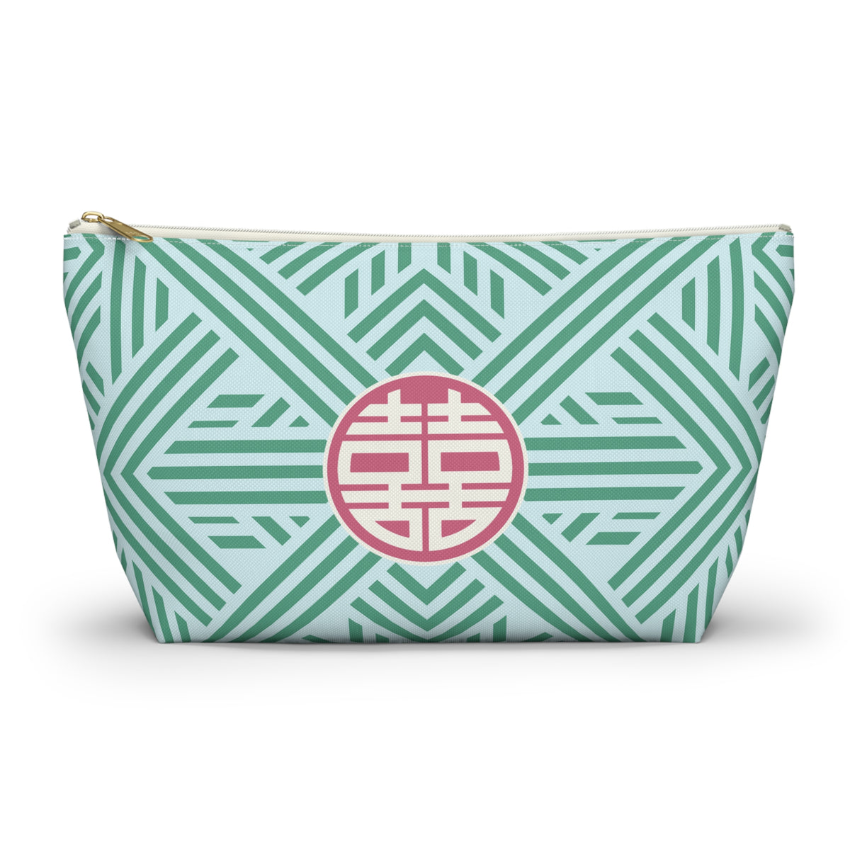 Mahjong "Double Happiness" Trellis Tile Pouch with T‑Bottom