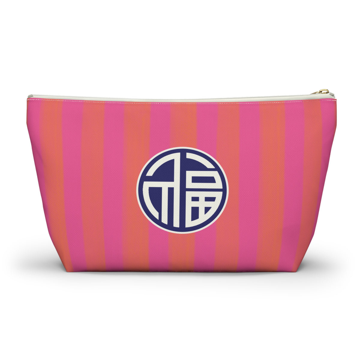 Mahjong Cabana Stripe "Good Fortune" Tile Pouch with T‑Bottom