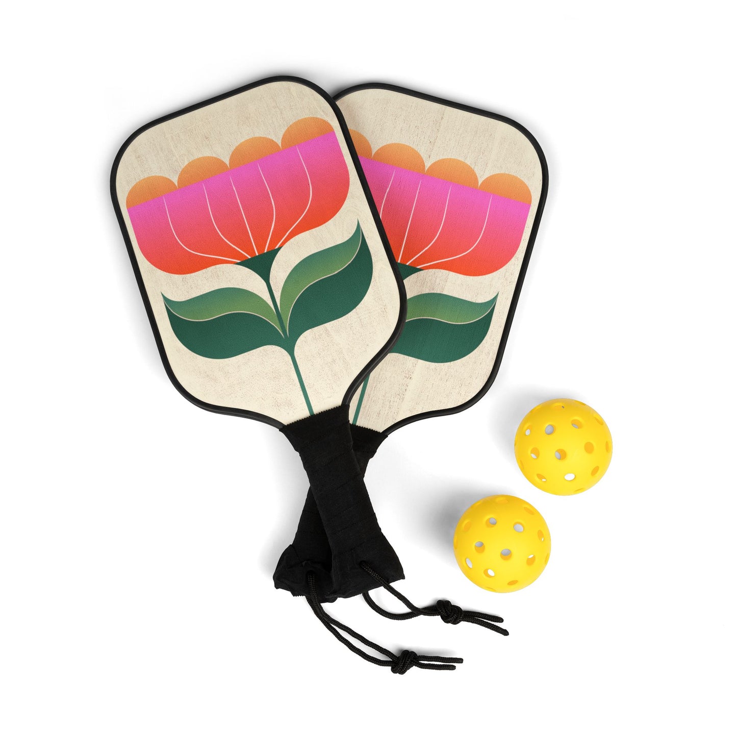 Flower Print Pickleball Paddles Set — Stylish Paddle Kit with Balls