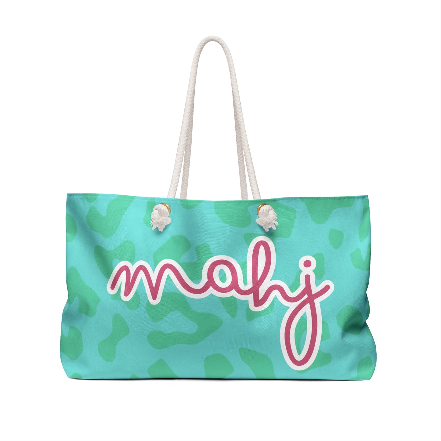 Mahjong Leopard Print Tote Bag — Pink & Orange Travel Tote