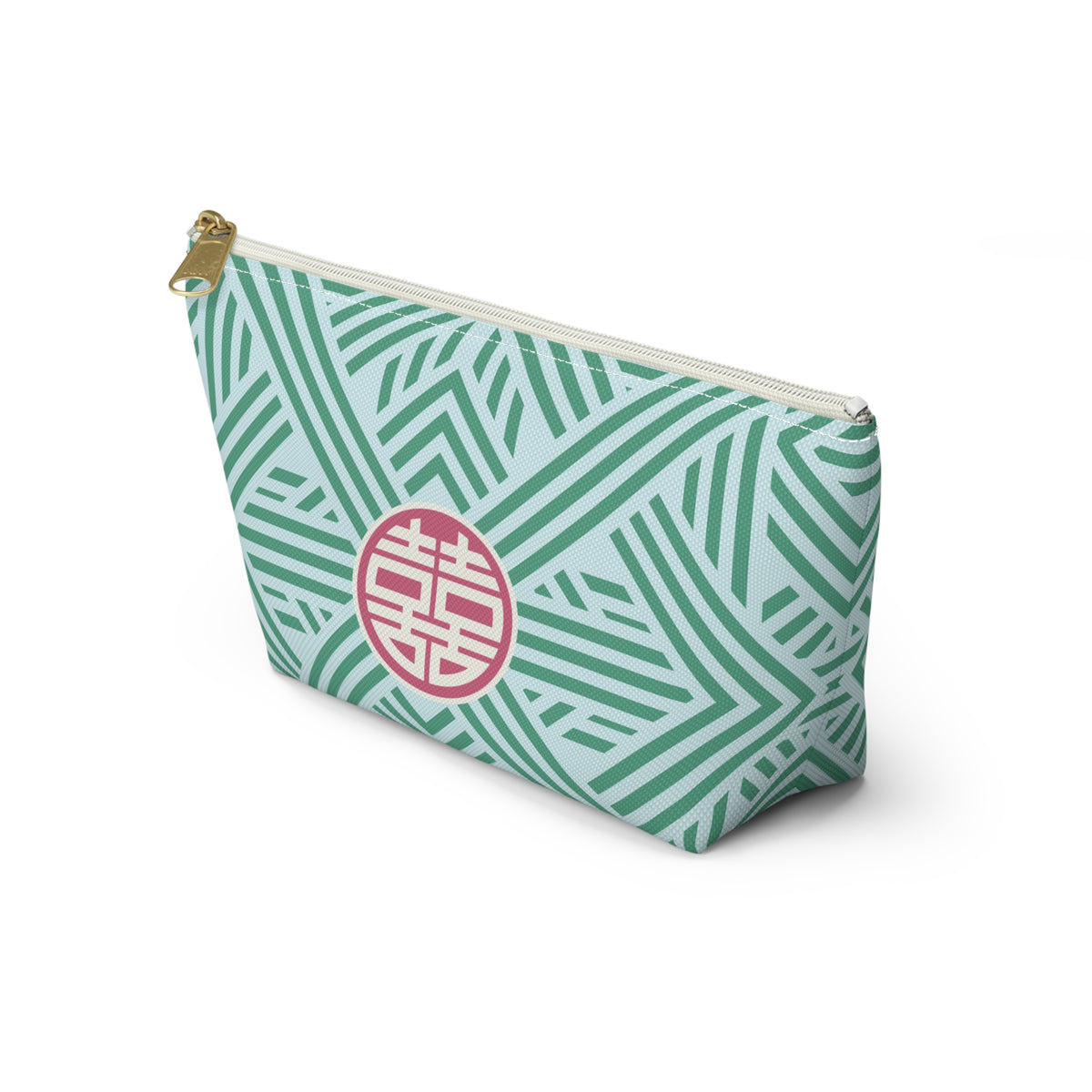 Mahjong "Double Happiness" Trellis Tile Pouch with T‑Bottom