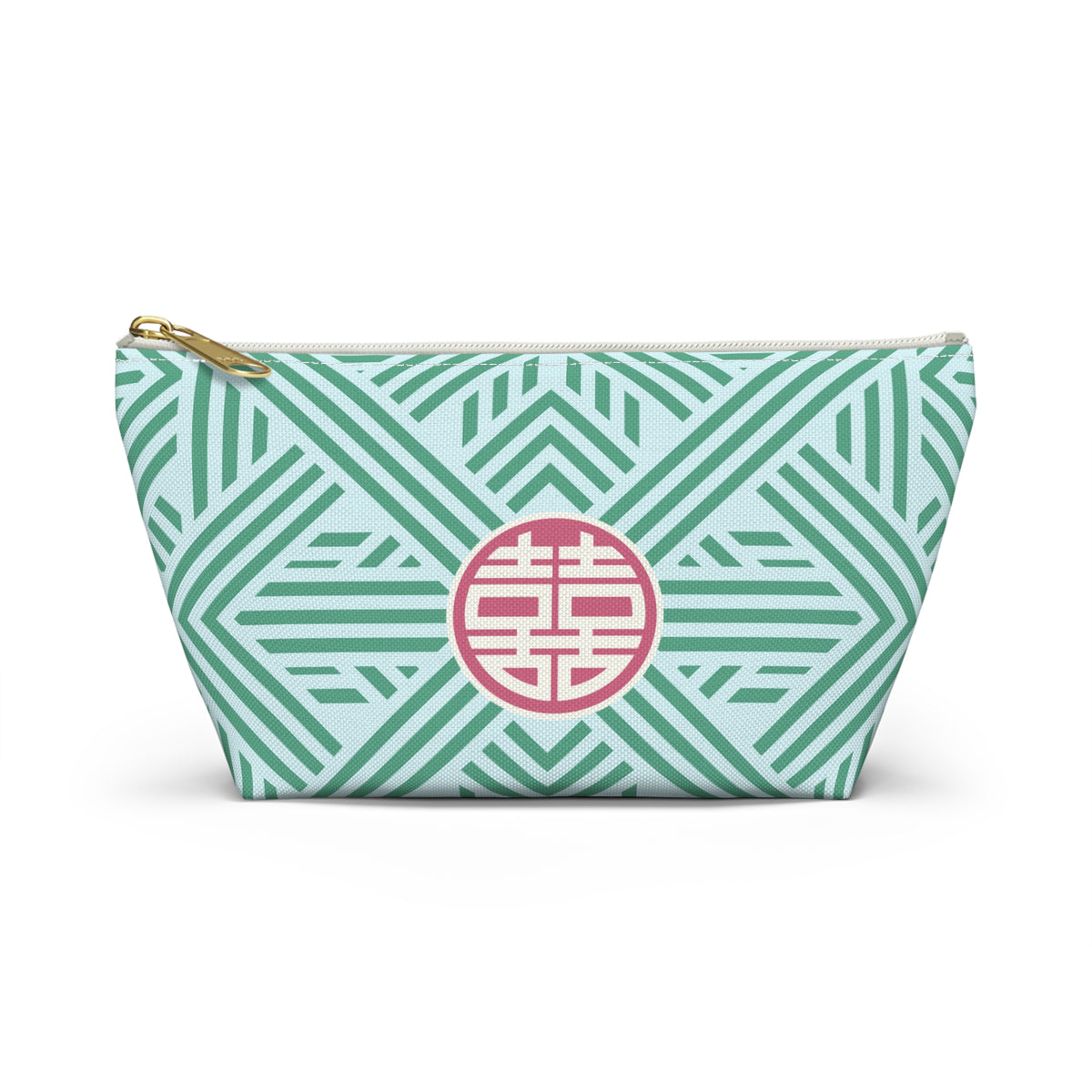Mahjong "Double Happiness" Trellis Tile Pouch with T‑Bottom