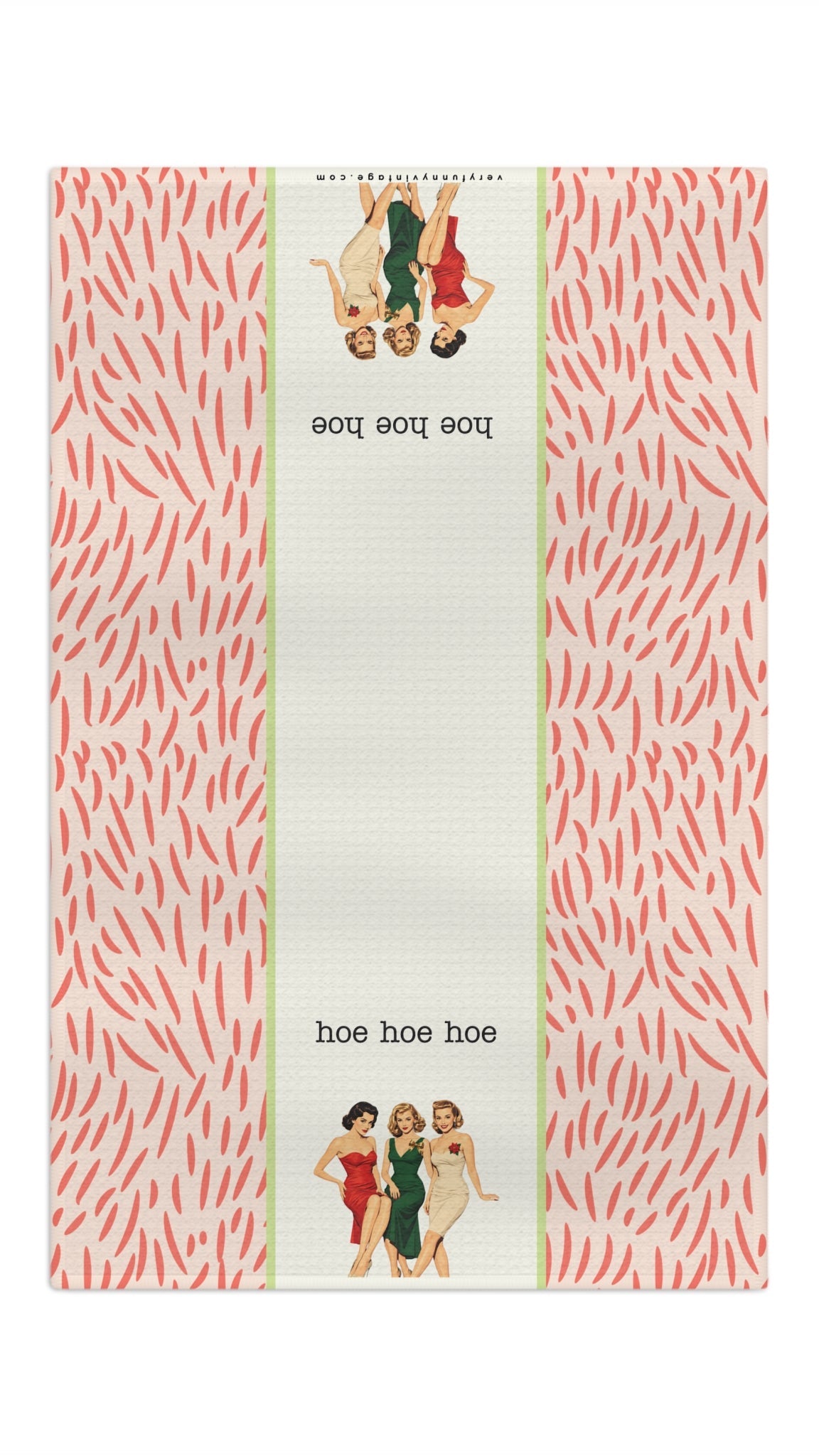 Funny Retro Quote Holiday Tea Towel — “Hoe Hoe Hoe”
