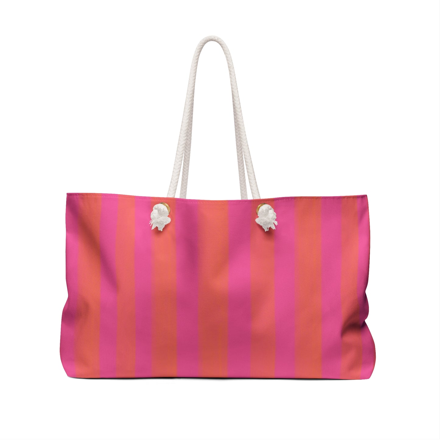 Mahjong Tote - Pink and Orange Cabana Stripe