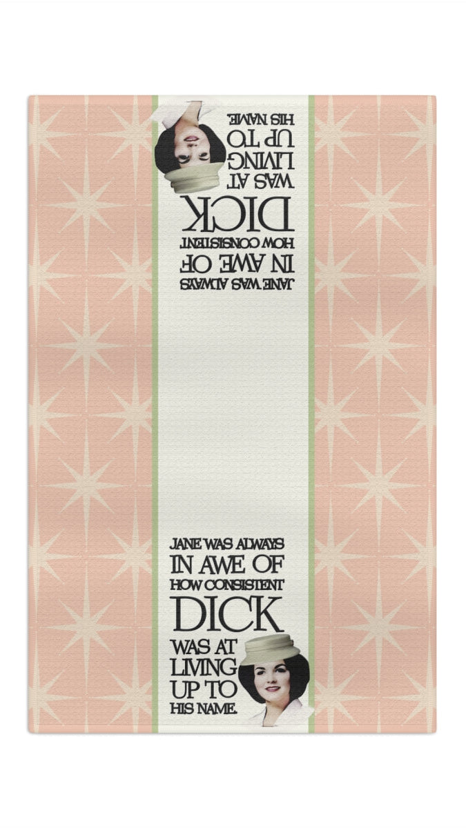 Funny Retro Tea Towel — "Dick and Jane”