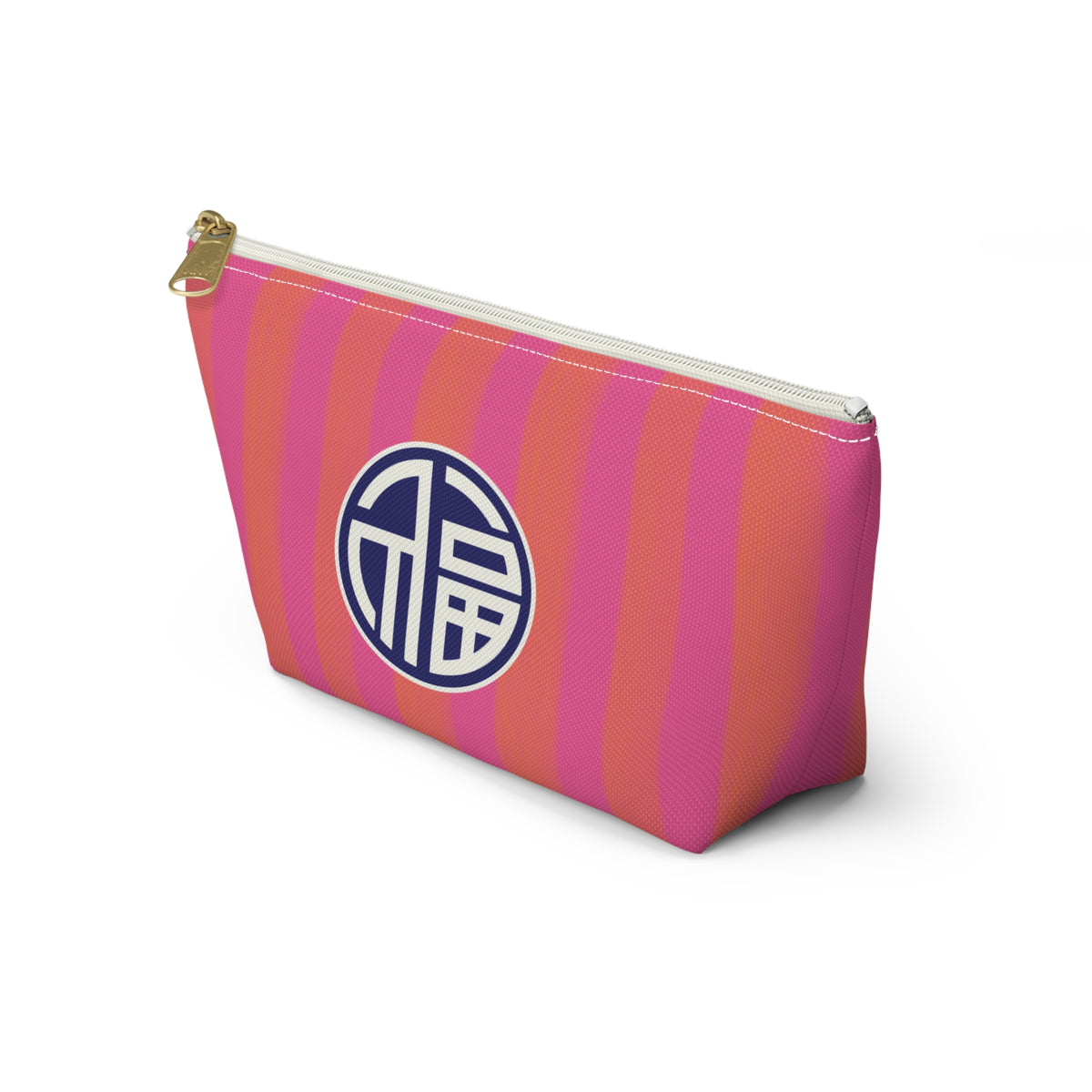 Mahjong Cabana Stripe "Good Fortune" Tile Pouch with T‑Bottom