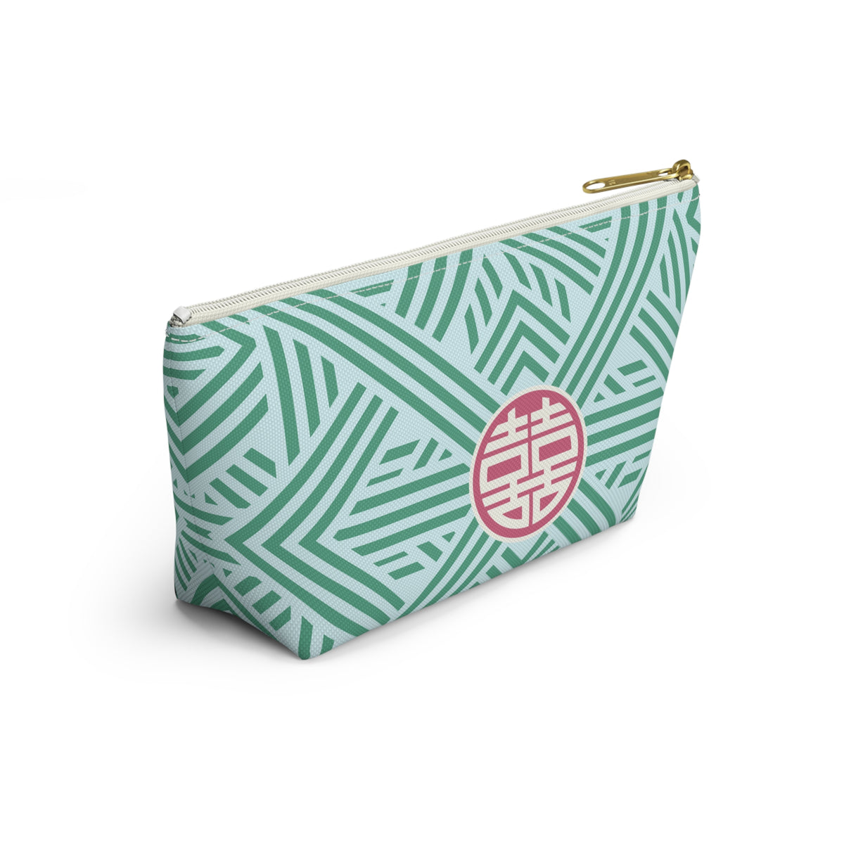Mahjong "Double Happiness" Trellis Tile Pouch with T‑Bottom