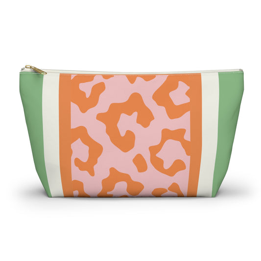 Mahjong Leopard Tile Pouch — Colorblock Bag with T‑Bottom