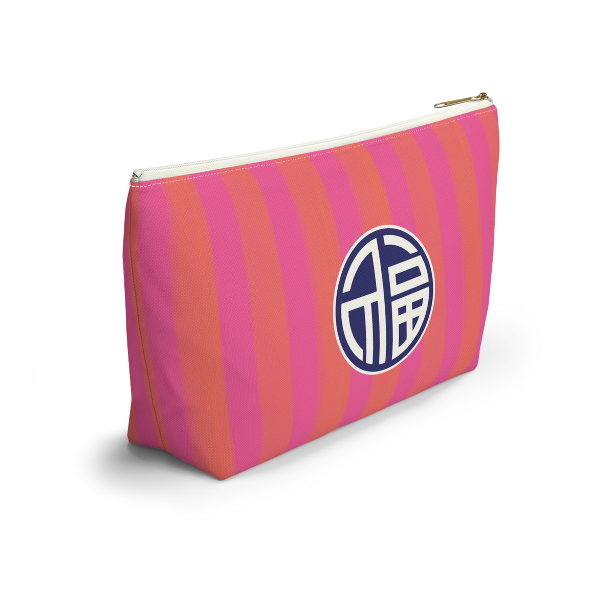 Mahjong Cabana Stripe "Good Fortune" Tile Pouch with T‑Bottom
