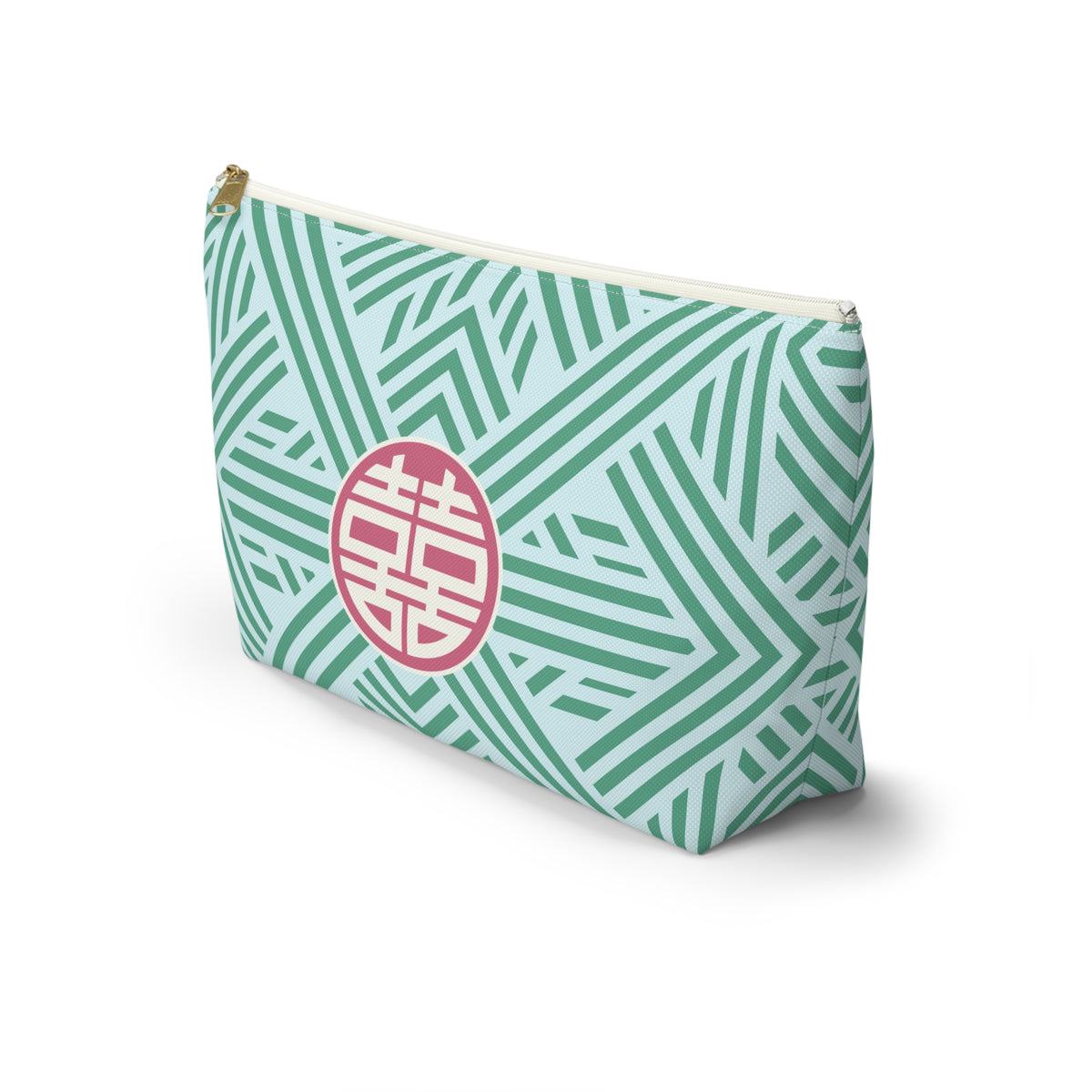 Mahjong "Double Happiness" Trellis Tile Pouch with T‑Bottom