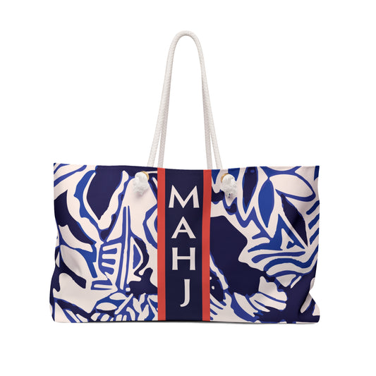 Mahjong Tote Bag- Navy Botanical