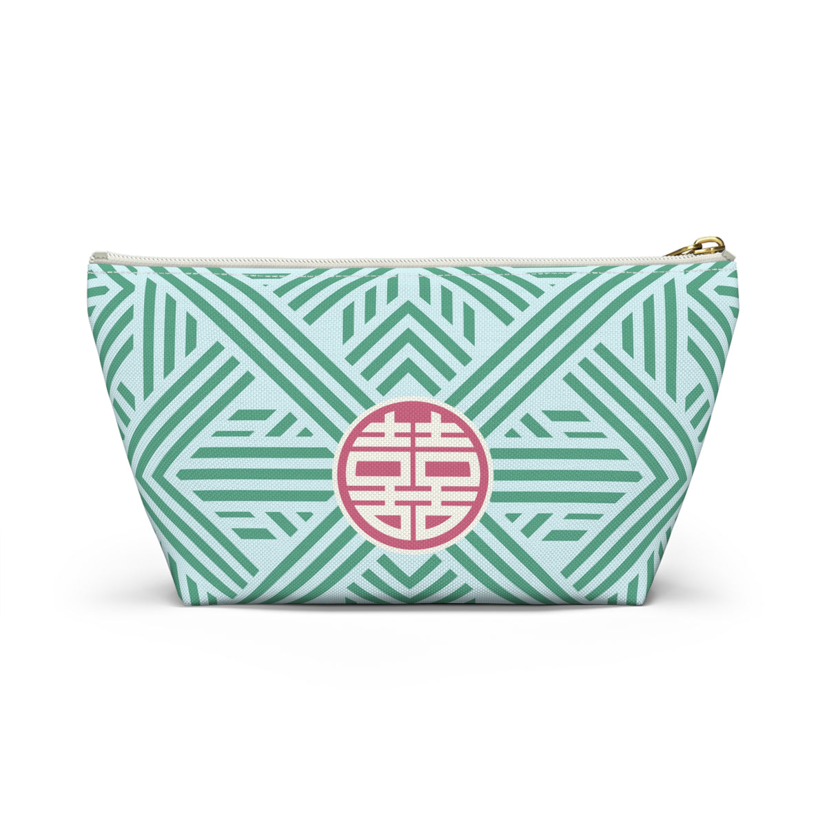 Mahjong "Double Happiness" Trellis Tile Pouch with T‑Bottom