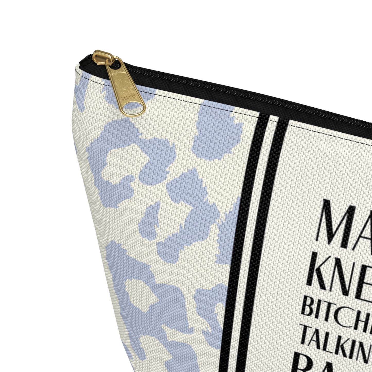 Funny Retro Leopard Print Accessory Pouch — "Margaret Knew Those Bitches were Always Talking about her Baggage."