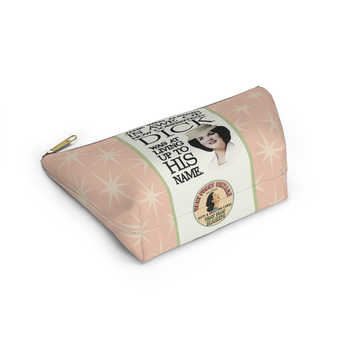 Funny Retro Quote Accessory Pouch — "How Consistent Dick Was at Living Up to His Name"