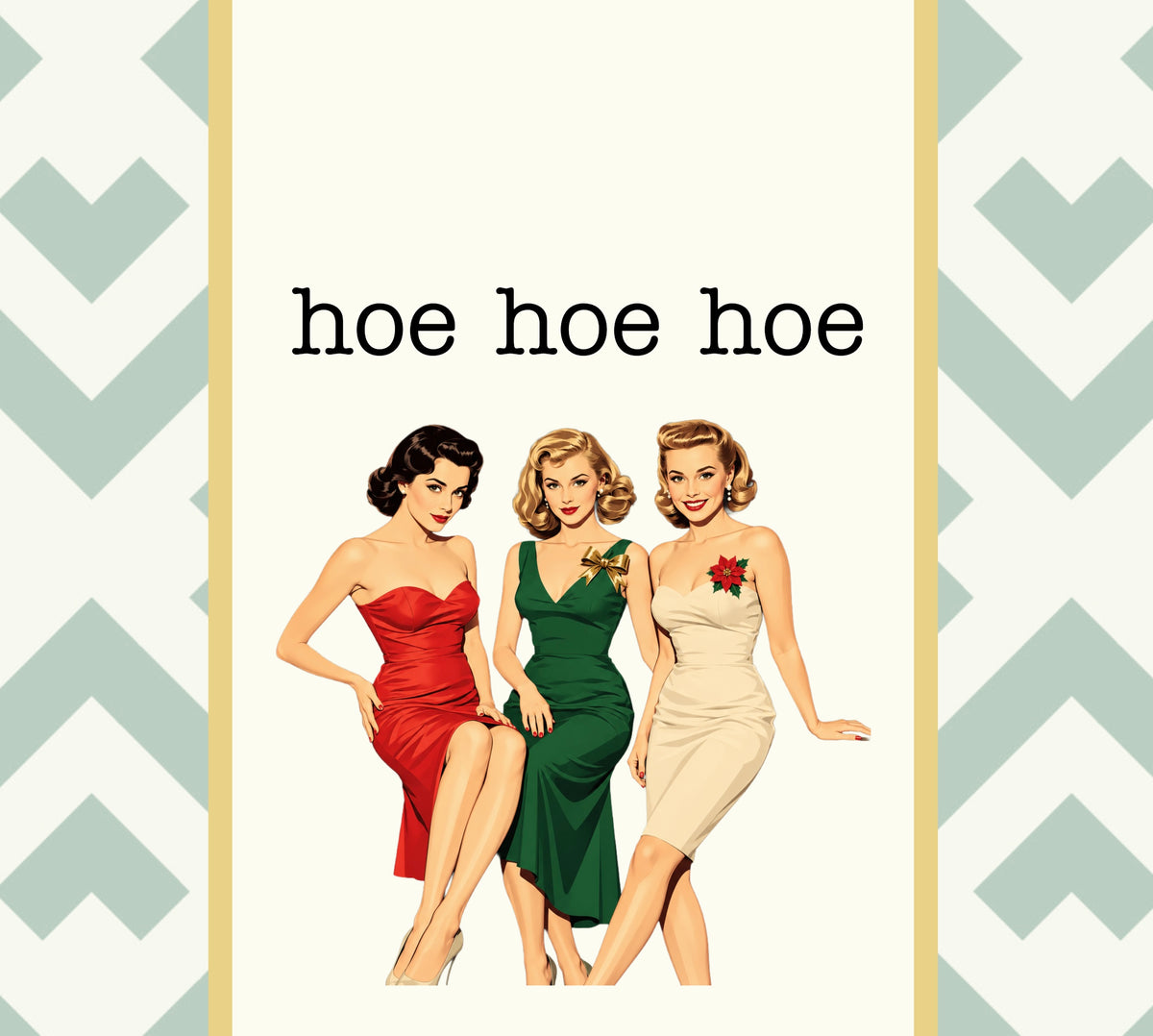 Funny Retro Quote Holiday Tea Towel — “Hoe Hoe Hoe”