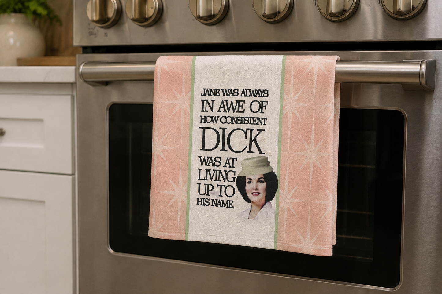 Funny Retro Tea Towel — "Dick and Jane”