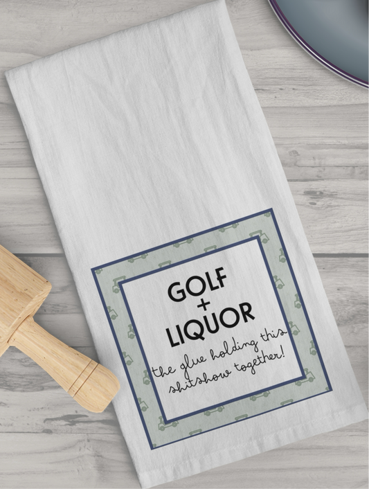 Golf + Liquor Tea Towel