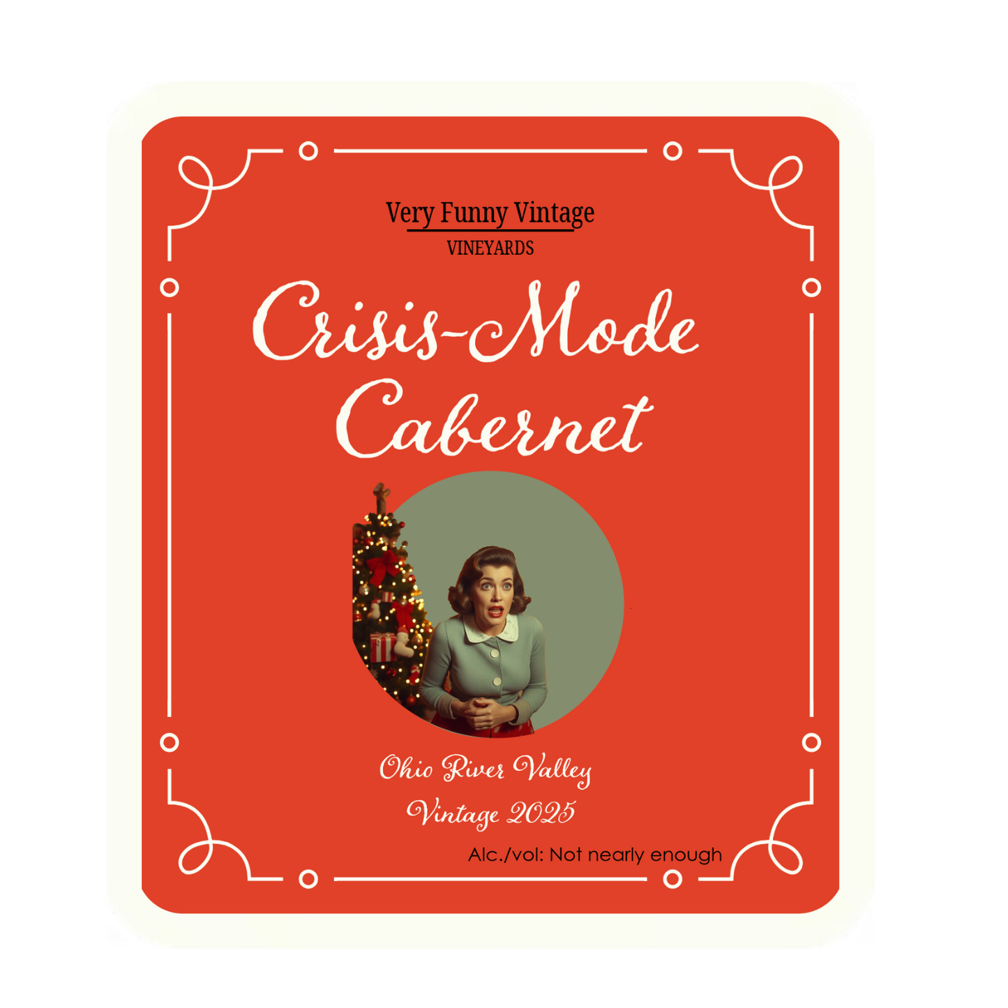 Crisis-Mode Cabernet Wine Label with Tasting Notes