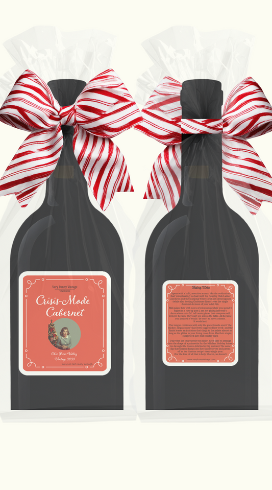 Crisis-Mode Cabernet Wine Label with Tasting Notes