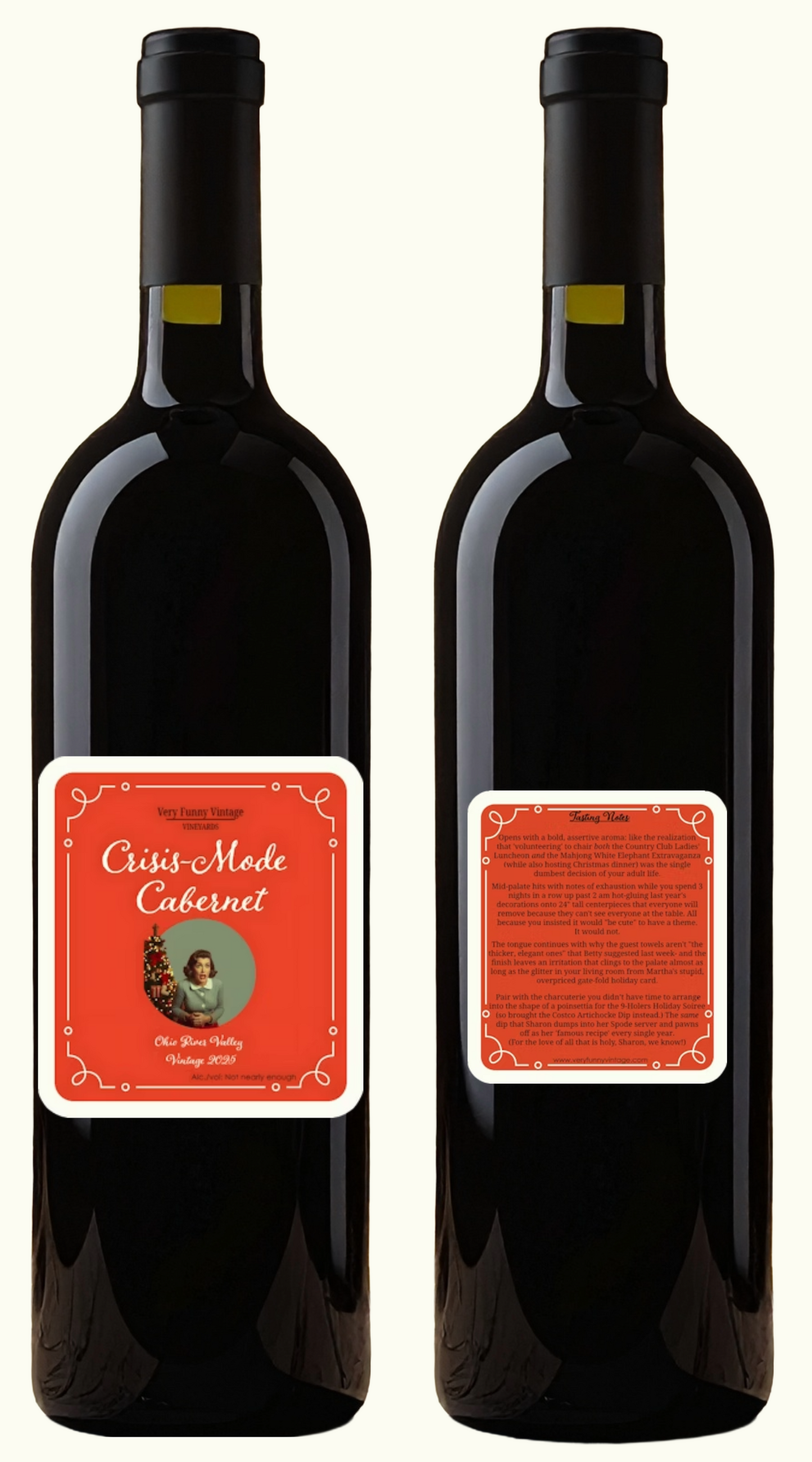 Crisis-Mode Cabernet Wine Label with Tasting Notes