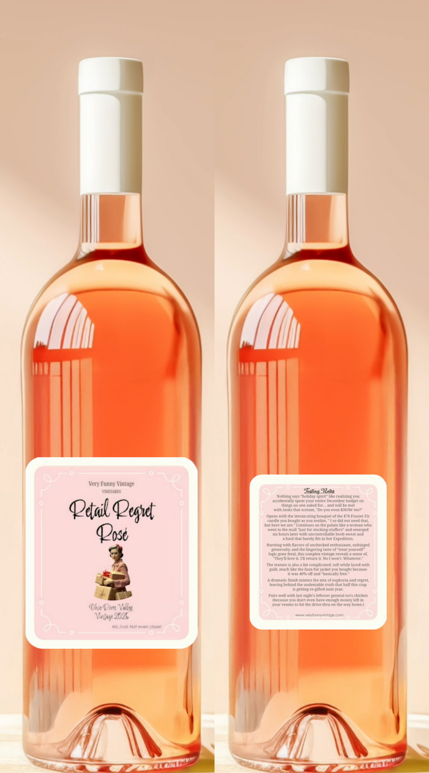 Retail Regret Rose Wine Label with Tasting Notes