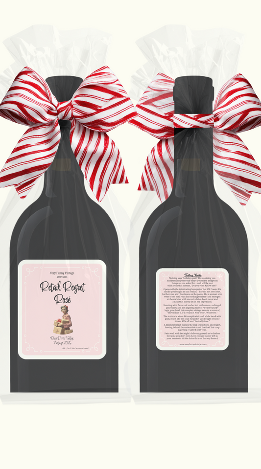 Retail Regret Rose Wine Label with Tasting Notes