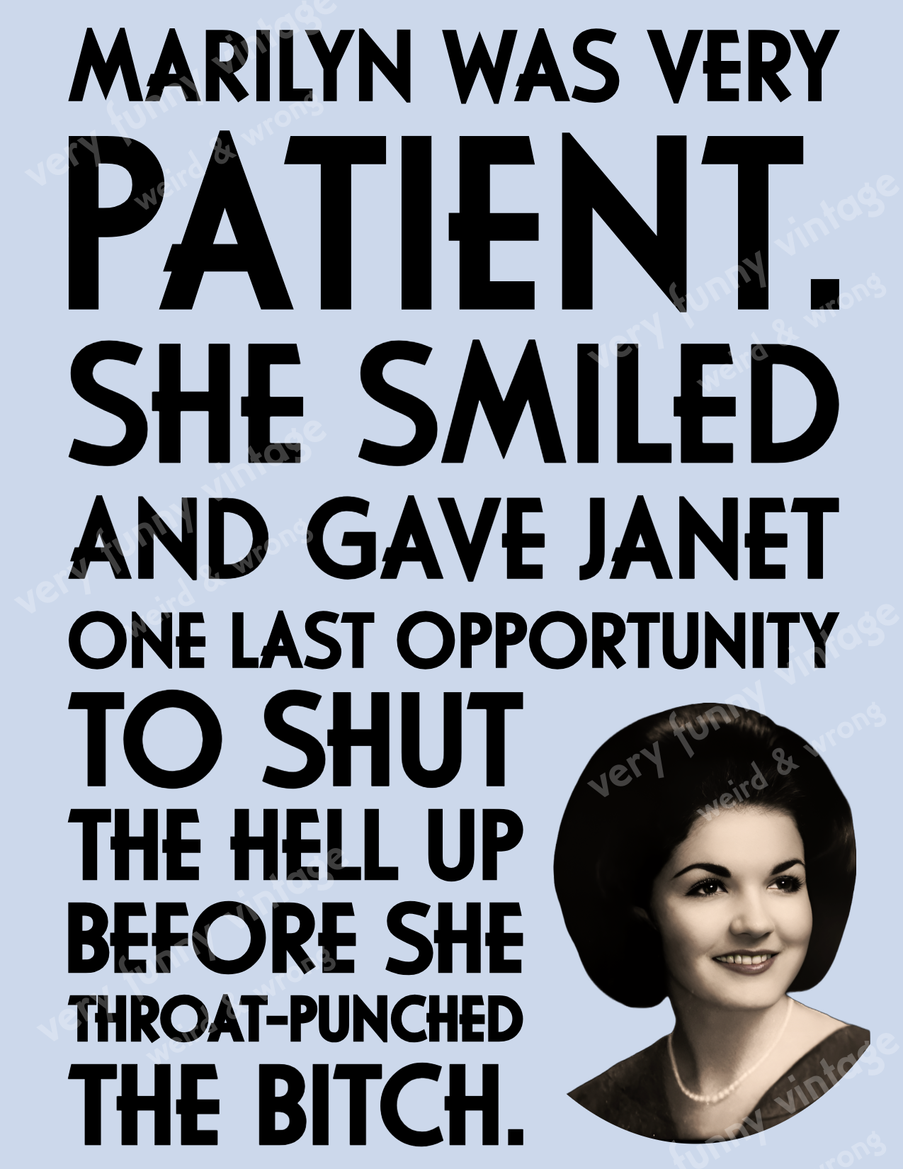 Janet tried Marilyn's patience... (Blank Inside)